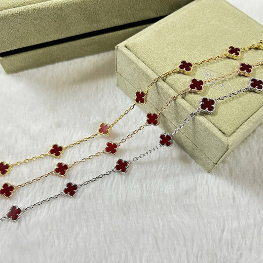 [Royal]CLOVER 6 MOTIF RED AGATE BRACELET