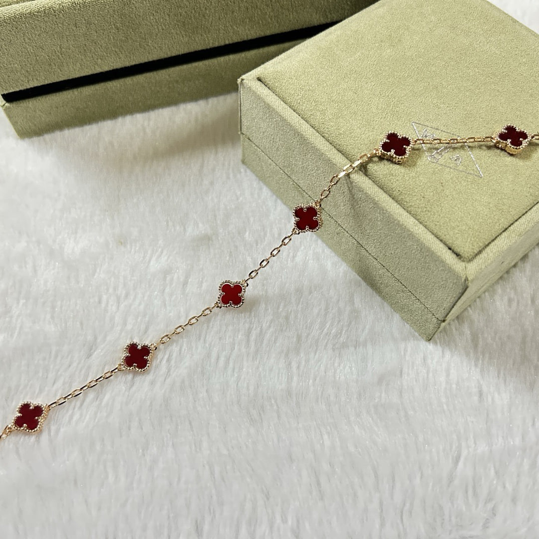 [Royal]CLOVER 6 MOTIF RED AGATE BRACELET