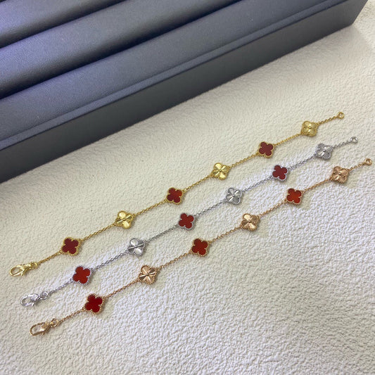 [Royal]CLOVER 6 MOTIF RED AGATE LASER BRACELET