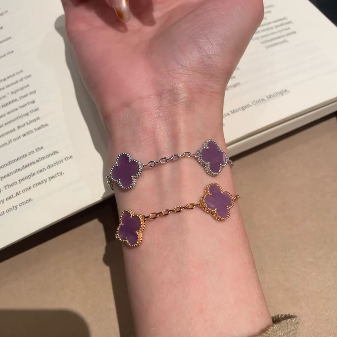 [Royal]CLOVER  5 MOTIFS  PURPLE VIOLET BRACELET