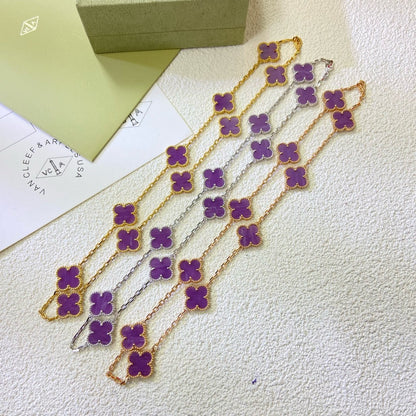[Royal Fine ]CLOVER 10 MOTIFS  PURPLE VIOLET  NECKLACE