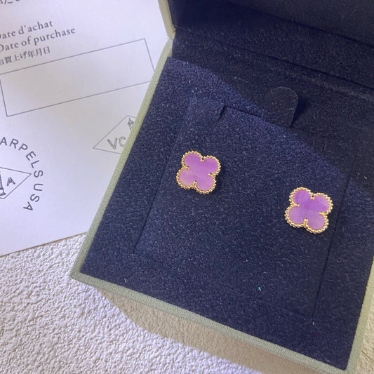 [Royal Fine ]CLOVER MINI 9.5MM  PURPLE VIOLET EARRINGS
