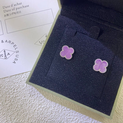 [Royal Fine ]CLOVER MINI 9.5MM  PURPLE VIOLET EARRINGS