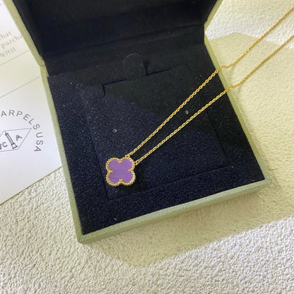 [Royal Fine ]CLOVER 15MM  PURPLE VIOLET NECKLACE