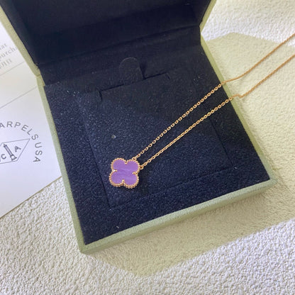 [Royal Fine ]CLOVER 15MM  PURPLE VIOLET NECKLACE