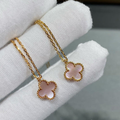 [Royal Fine ]CLOVER 9.5MM PINK MOTHER OF PEARL SINGLE FLOWER NECKLACE