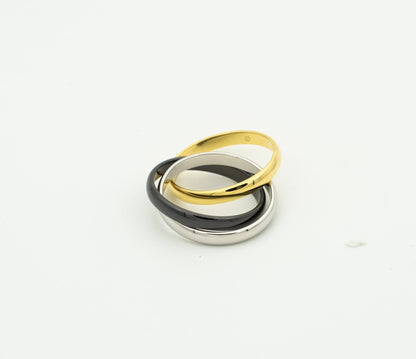 [Royal Fine ]TRINITY RING BLACK GOLD SILVER