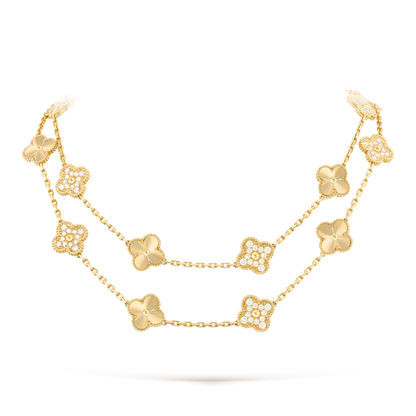 [Royal Fine ]CLOVER 20 MOTIFS LASER DIAMOND NECKLACE