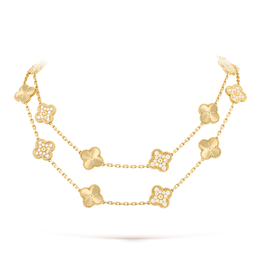 [Royal Fine ]CLOVER 20 MOTIFS LASER DIAMOND NECKLACE