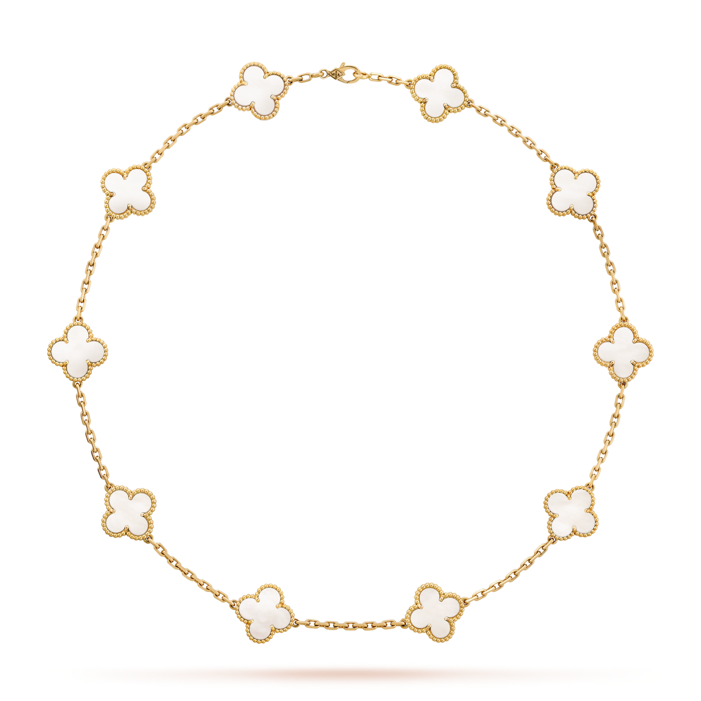 [Royal Fine ]CLOVER 10 MOTIFS WHITE MOTHER OF PEARL NECKLACE