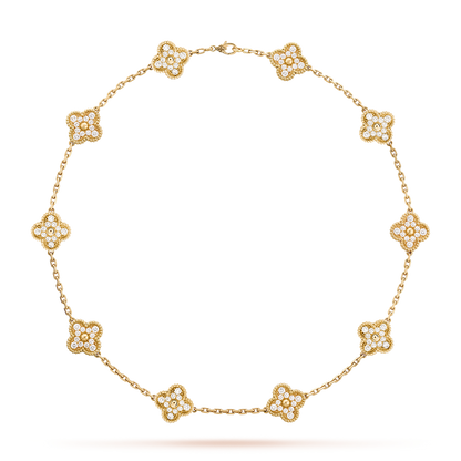 [Royal Fine ]CLOVER 10 MOTIFS DIAMOND NECKLACE