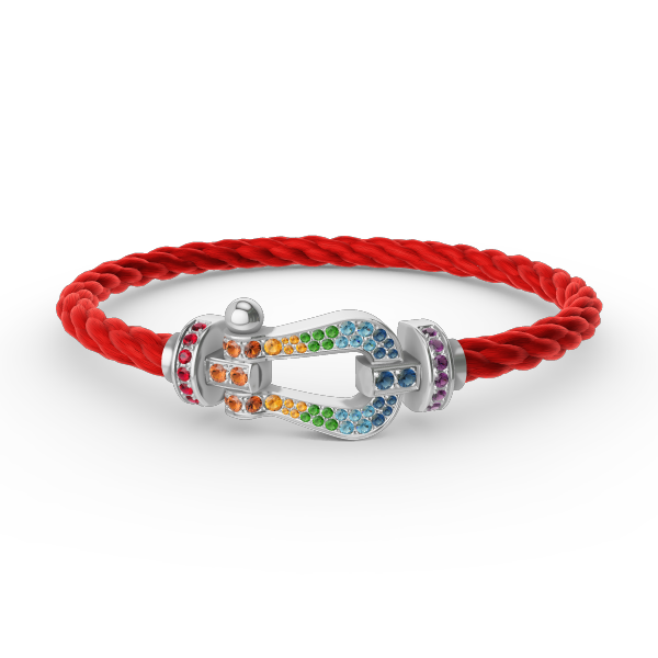 [Royal]FORC LARGE HORSESHOE  COLORED DIAMOND BRACELET SILVER