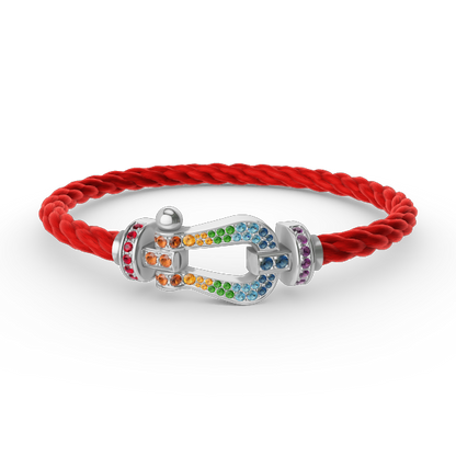 [Royal]FORC LARGE HORSESHOE  COLORED DIAMOND BRACELET SILVER