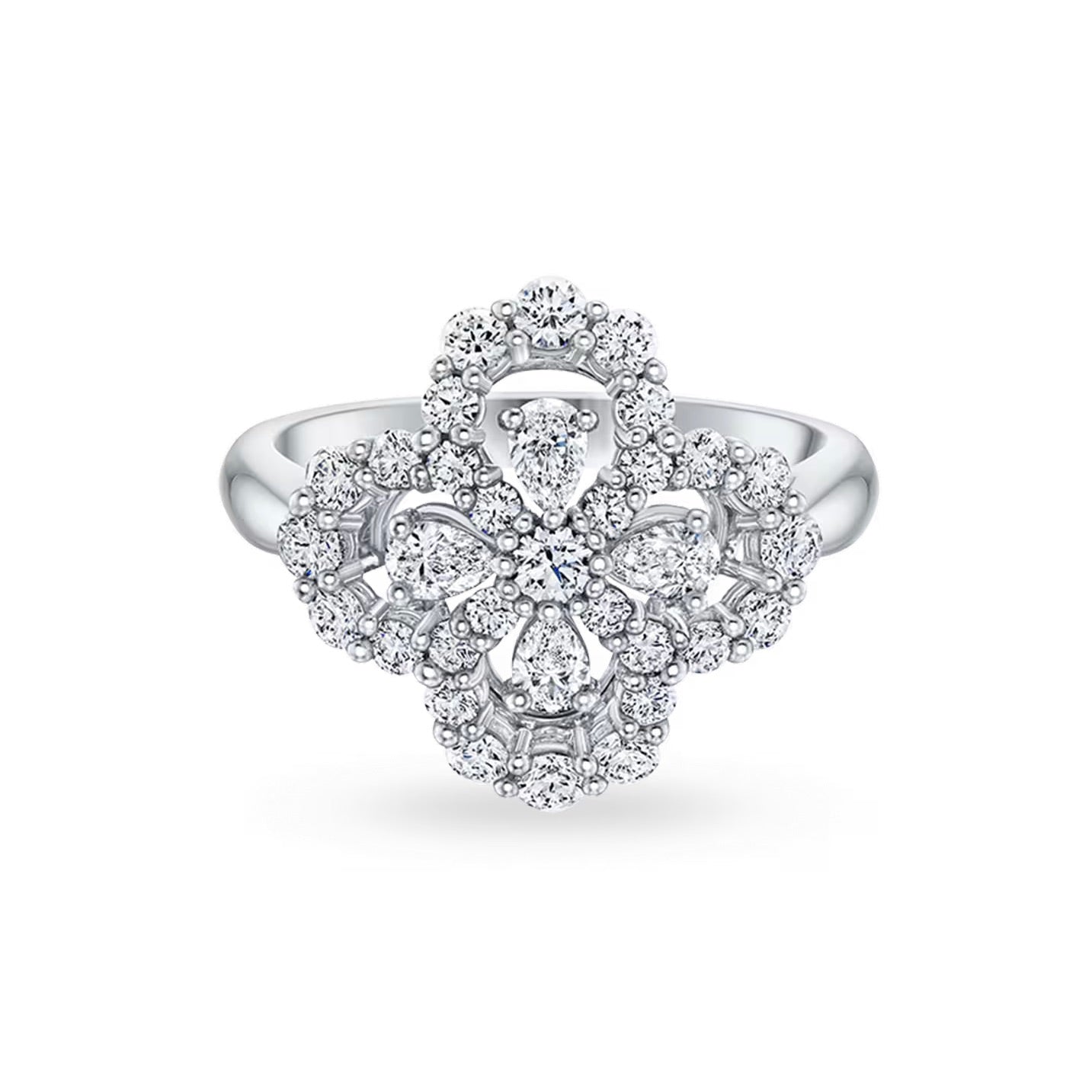 [Royal]LOOP RING FULL MOTIF DIAMOND 16MM SILVE