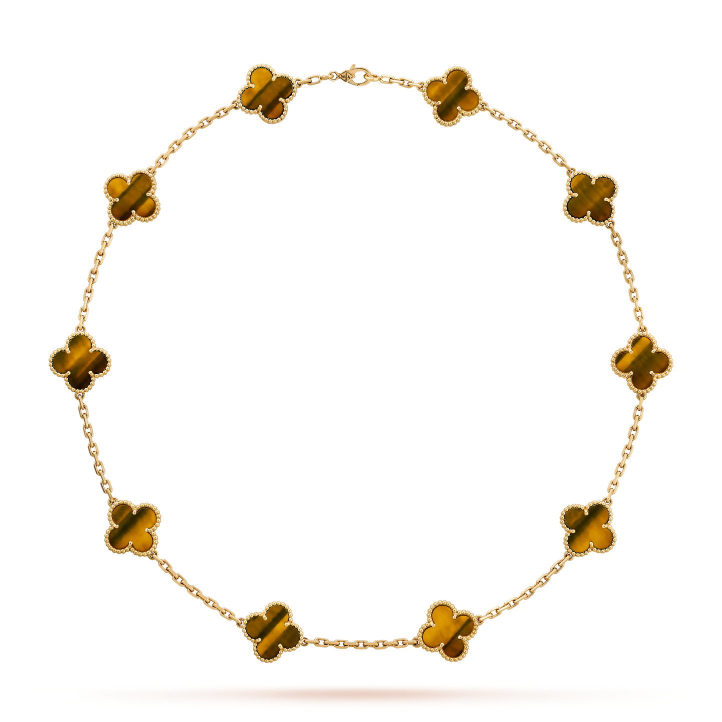 [Royal Fine ]CLOVER 10 MOTIFS TIGER EYE NECKLACE