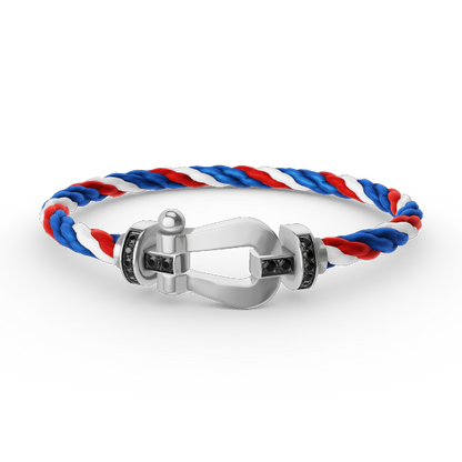 [Royal]FORCE LARGE HORSESHOE BLACK DIAMOND BRACELET SILVER