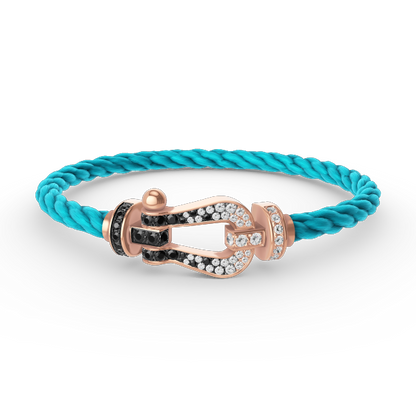 [Royal]FORCE LARGE HORSESHOE BLACK WHITE DIAMOND BRACELET ROSE GOLD