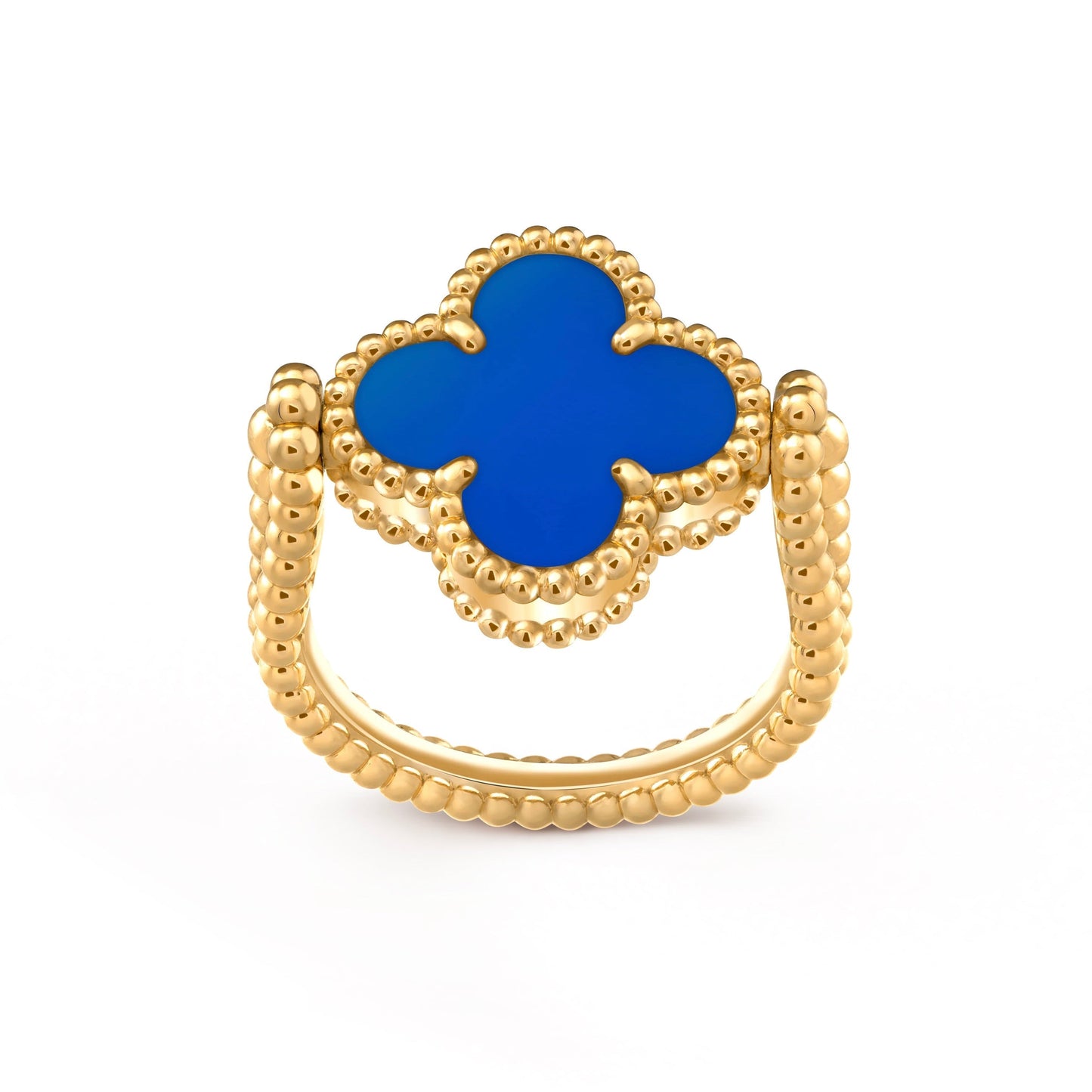 [Royal Fine ]CLOVER RIVERSIBLE BLUE AGATE RING