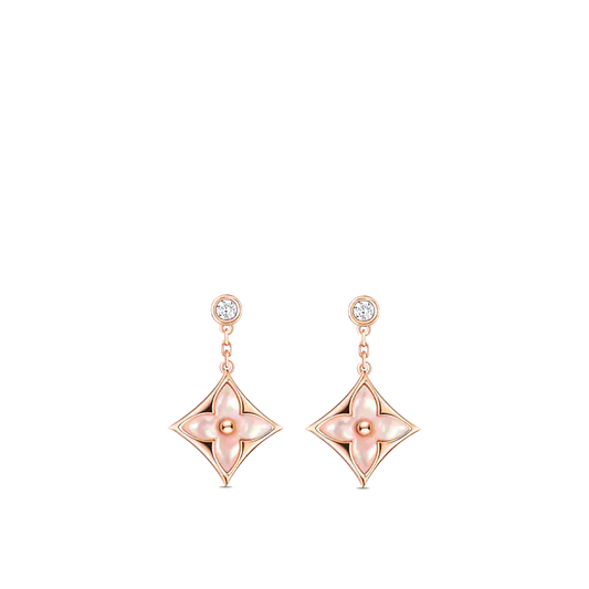 [Royal]DOUBLE STAR PINK GOLD MOP DROP EARRINGS