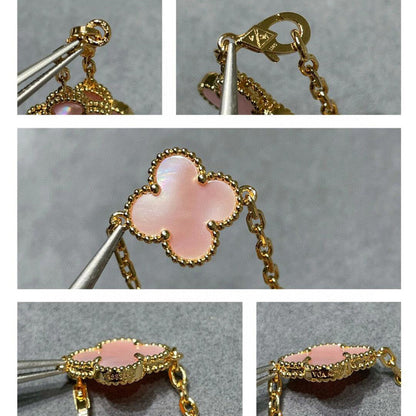 [Royal Fine ]CLOVER 10 MOTIFS PINK MOP NECKLACE