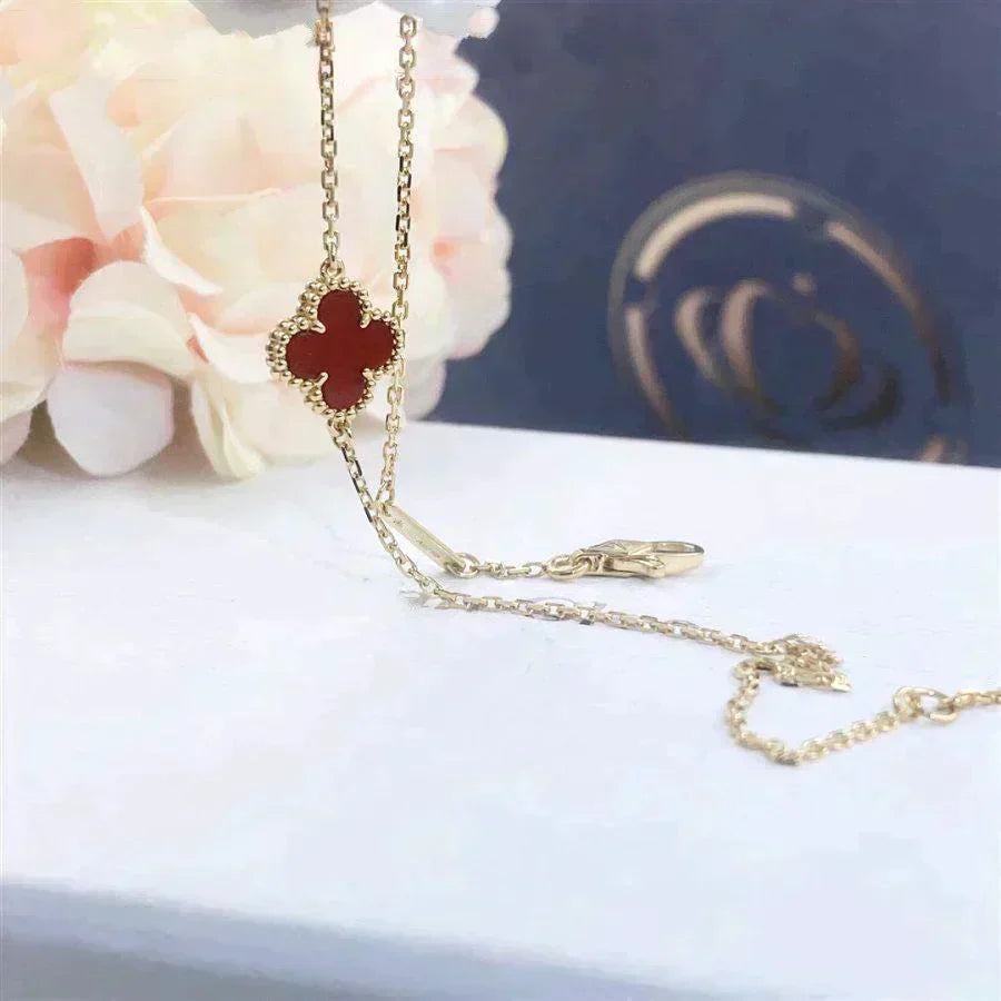 [Royal Fine ]CLOVER  CARNELIAN SINGLE FLOWER BRACELET