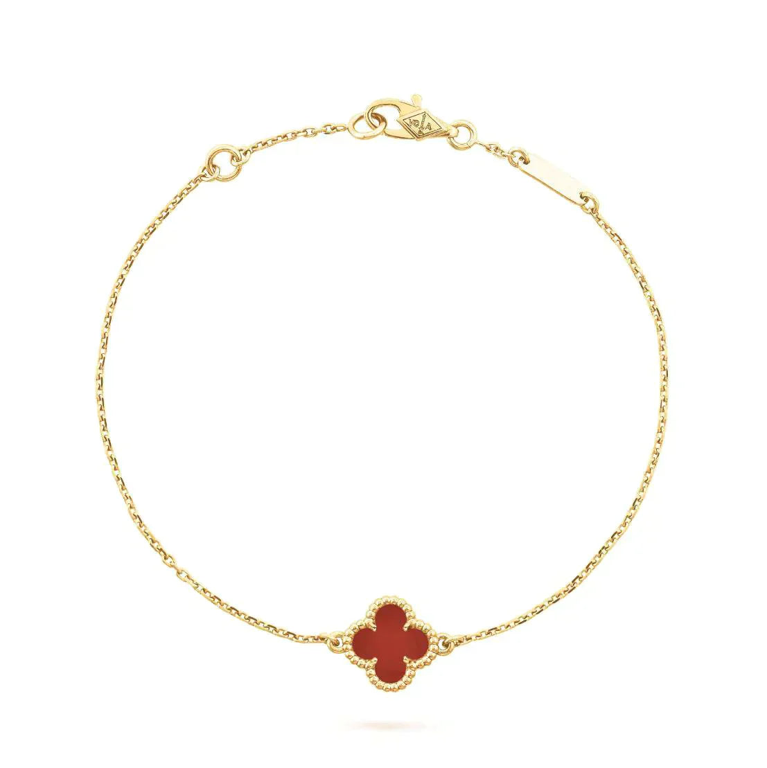 [Royal Fine ]CLOVER  CARNELIAN SINGLE FLOWER BRACELET