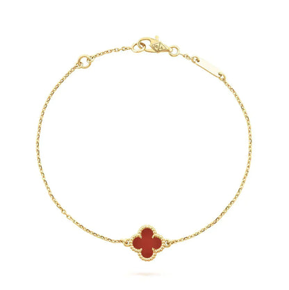 [Royal Fine ]CLOVER  CARNELIAN SINGLE FLOWER BRACELET