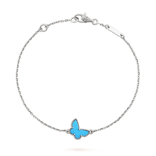 [Royal Fine ]BUTTERFLY TURQUOISE BUTTERFLY BRACELET SILVER