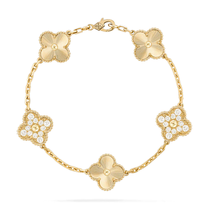 [Royal]CLOVER BRACELET 5 MOTIFS GOLD DIAMOND