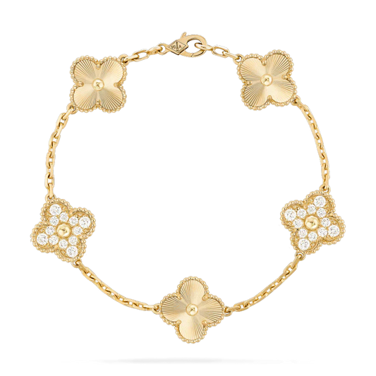[Royal]CLOVER BRACELET 5 MOTIFS GOLD DIAMOND